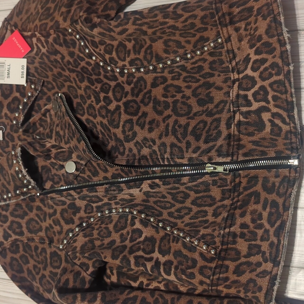 NWT Rampage Leopard Moto Jacket Size Small - Picture 6 of 7
